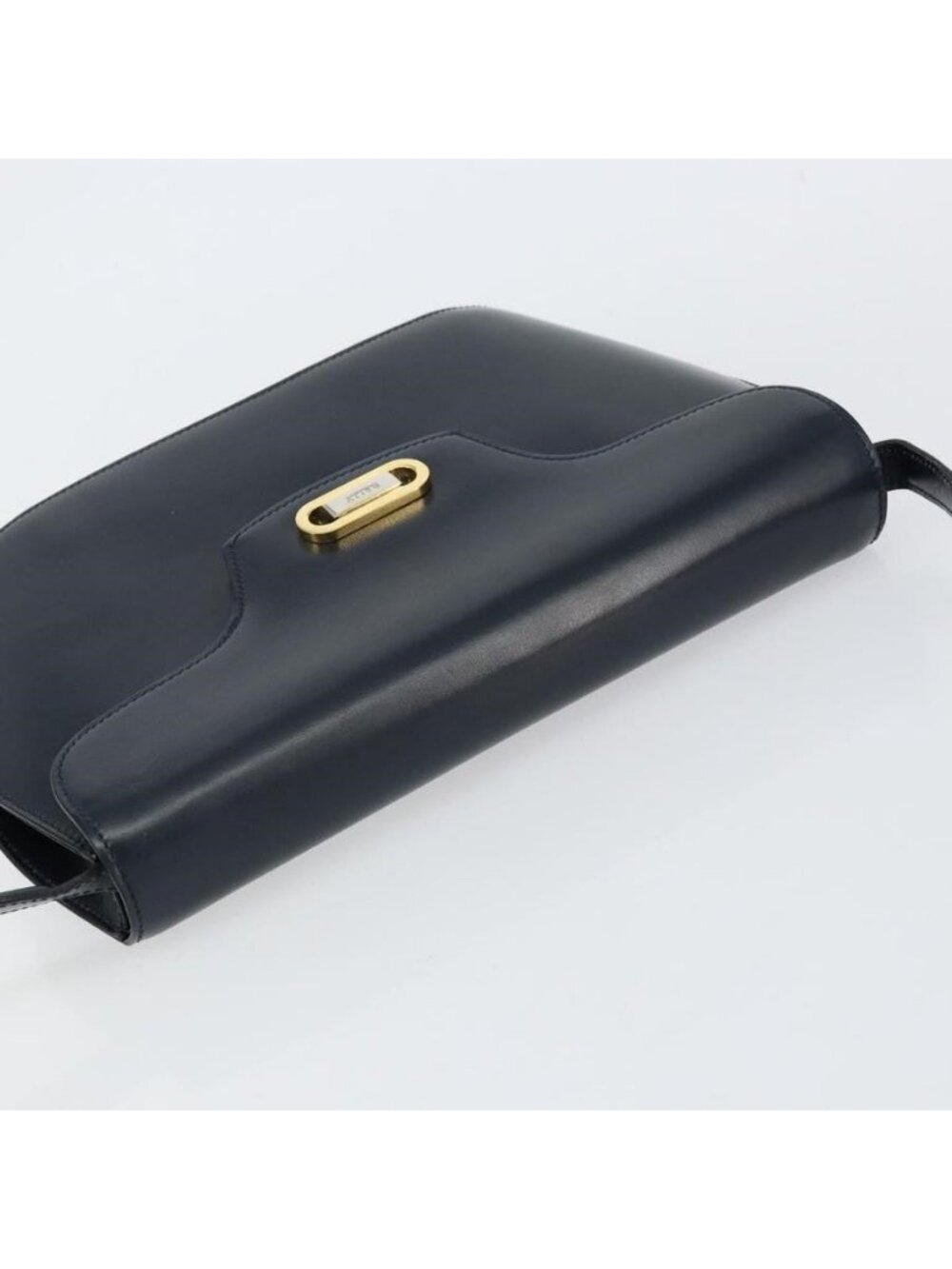 Authentic BALLY Shoulder Bag Leather Navy Gold - Picture 13 of 16